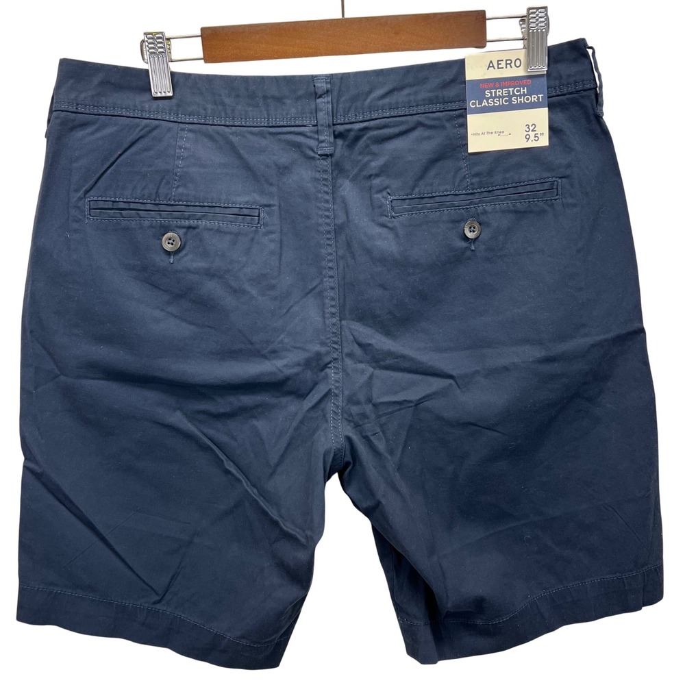 Aeropostale AERO Men Navy Stretch Classic Fit‎ Shorts Chino 32 Waist 9.5 Inseam